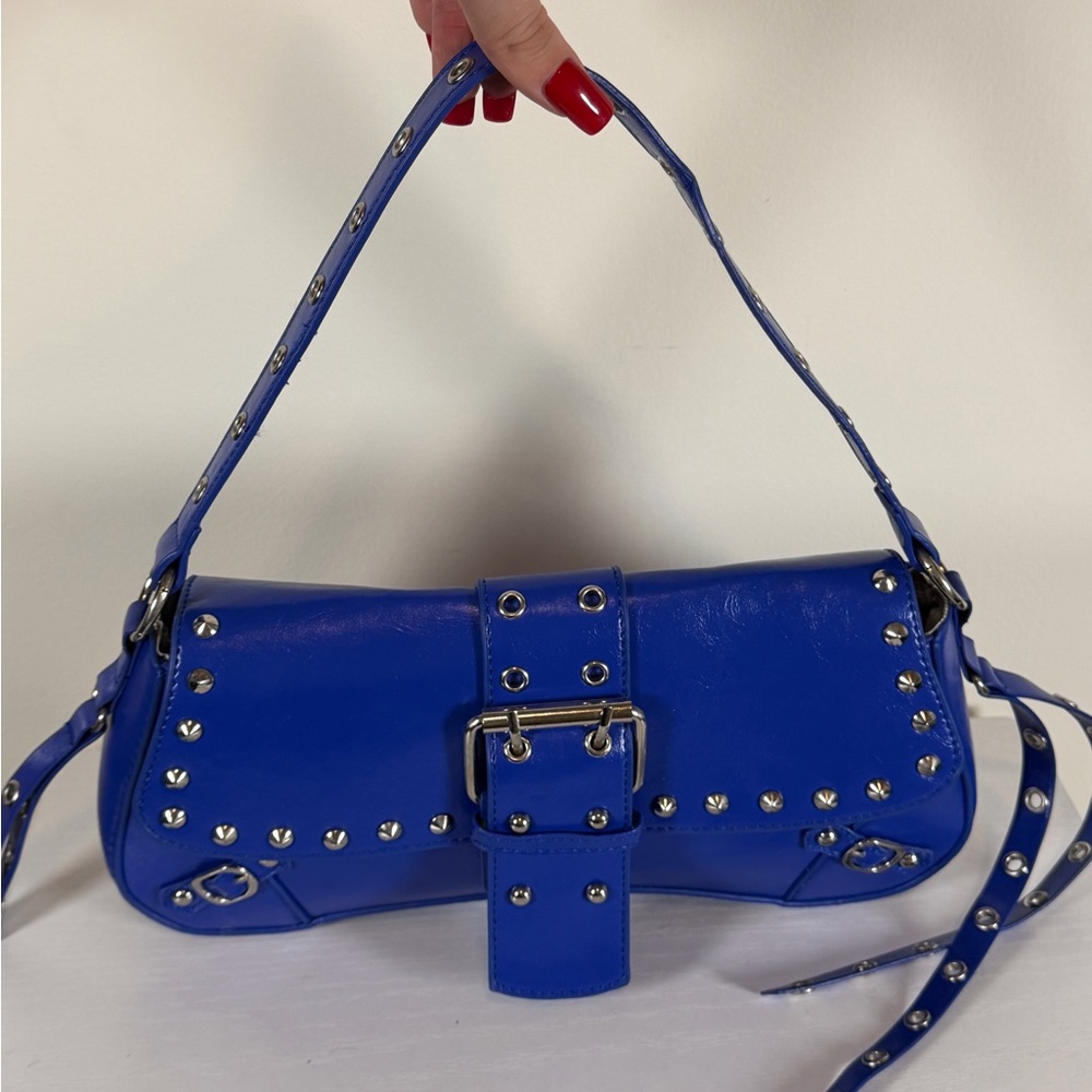 Blue Studded Women's Bag